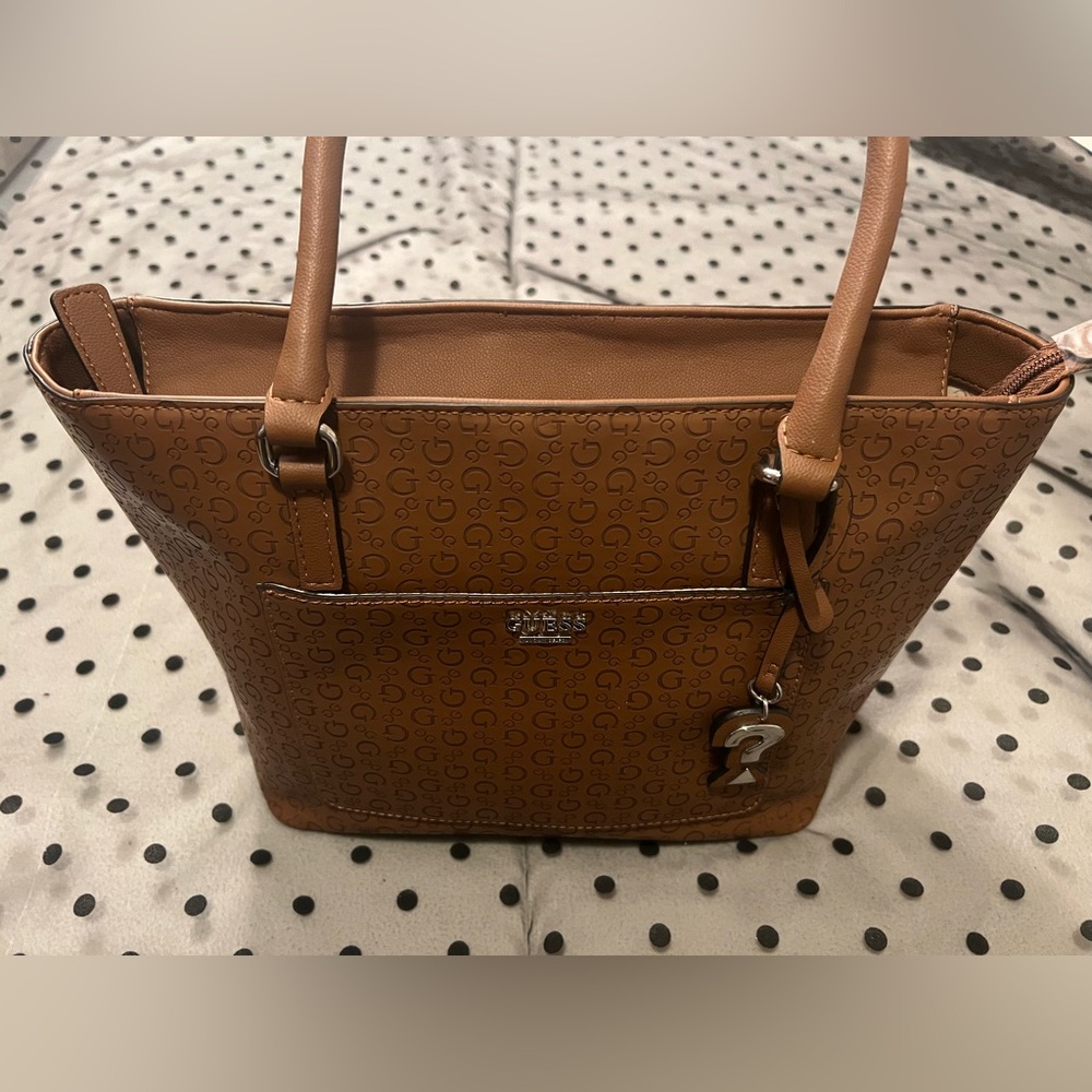 Guess Tan Logo Tote Bag